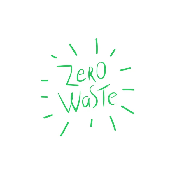 Zero waste handwritten text title sign. Ecology management concept isolated illustration on white background. Vector illustration. — 스톡 벡터