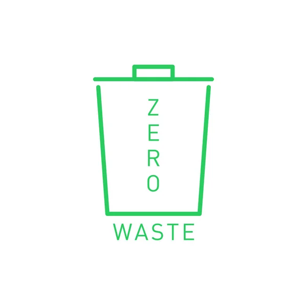 Ikona zero odpadów pustej urny. Ekologiczna etykieta, zielony symbol. Ilustracja wektora. — Wektor stockowy
