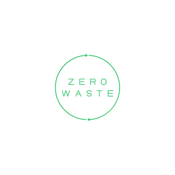 Zero waste text in recycling circle. Zero waste icon, green emblem, eco label. Vector illustration. — Stock Vector