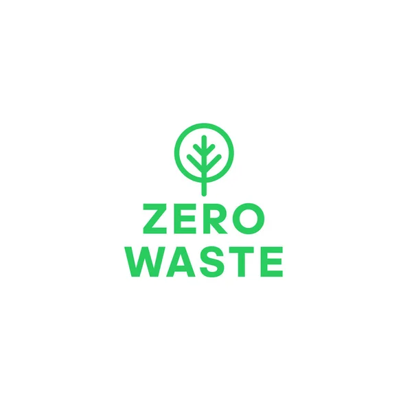 Zero waste green tree minimalistic logo. Eco label, green emblem. Vector illustration. — Stock Vector