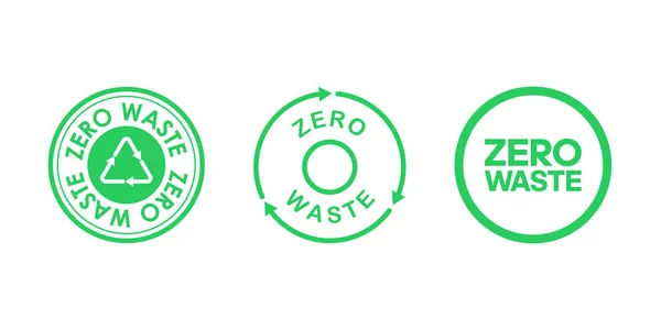 Set of zero waste circle logos. Zero waste icons with the Mobius strip and recycling circle. Ecology and environment protection. Vector illustration. — Stock Vector
