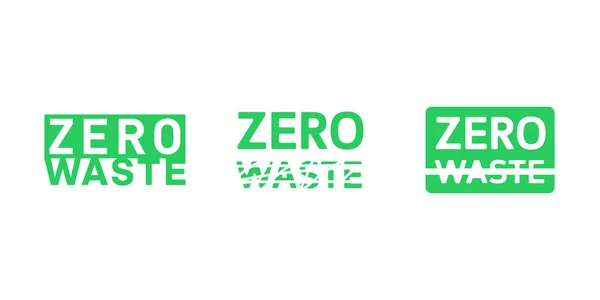 Set of zero waste rectangle logos. Zero waste emblems. Ecology and environment protection. Vector illustration. — Stock Vector