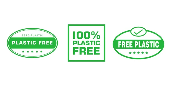 Conjunto de elementos de diseño ecológicos verdes libres de plástico. Plástico cero. Ilustración vectorial . — Archivo Imágenes Vectoriales