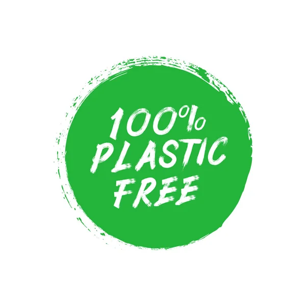Plástico gratis 100% verde signo, punto de cepillo. Elemento de diseño de concepto ecológico. Ilustración vectorial . — Archivo Imágenes Vectoriales