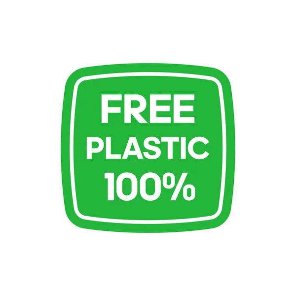 Бесплатный пластмассовый 100% зеленый прямоугольник стикер с круглыми углами. Векторная иллюстрация . — стоковый вектор