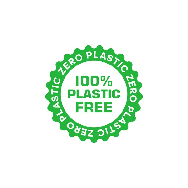 Insignia verde de plástico 100% gratis. Elemento de diseño de concepto ecológico. Ilustración vectorial . — Archivo Imágenes Vectoriales