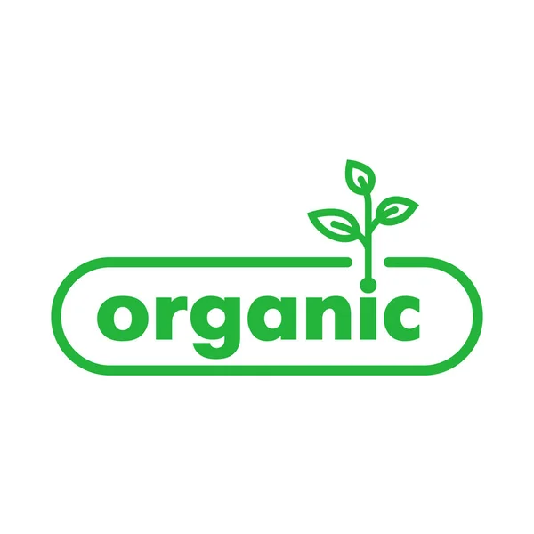 Filizli organik yeşil etiket. Paketleme tasarımı ve tanıtım materyali için tasarım elemanı. Vektör illüstrasyonu. — Stok Vektör