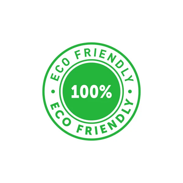 Milieuvriendelijke 100 procent groene cirkel sticker. Design element voor verpakking ontwerp en promotiemateriaal. Vectorillustratie. — Stockvector