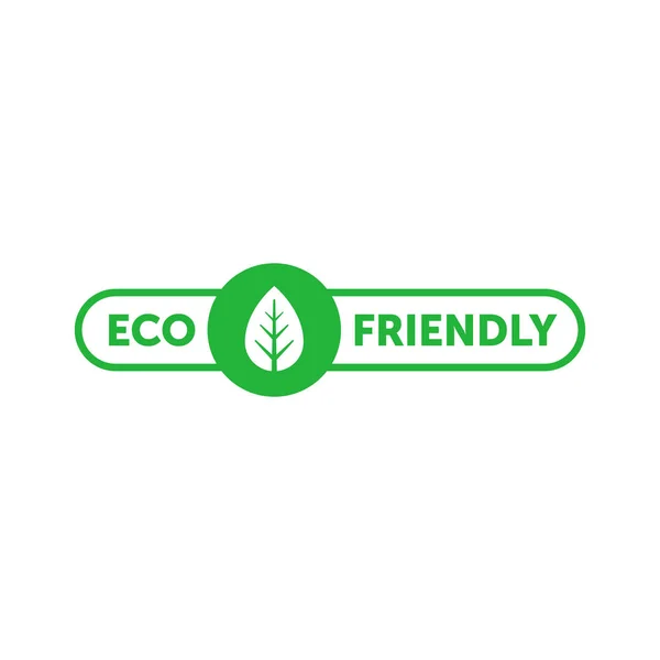 Eco adesivo verde amigável com folha de árvore. Elemento de design para design de embalagens e material promocional. Ilustração vetorial . —  Vetores de Stock