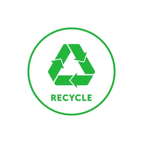 Recyclage simple autocollant rond vert avec bande, bande ou boucle Mobius. Élément de conception pour le design d'emballage et le matériel promotionnel. Illustration vectorielle . — Image vectorielle