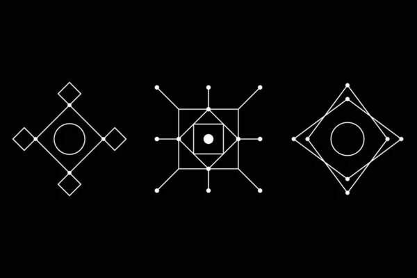 Geometria retangular mágica símbolo branco definido com círculo inscrito. Ilustração vetorial . —  Vetores de Stock