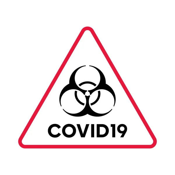 생물학적 위험 경고 COVID19 적색 삼각형 포스터. 생물학적 위험 경고 신호입니다. 입장 이 없다. 질병 예방. 안전 표지. Eps 10. — 스톡 벡터