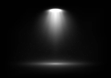 Işık demetleri ve parçacıkların bulunduğu sahne ışıkları. Ürününüzü tanıtmak için tasarlayın.