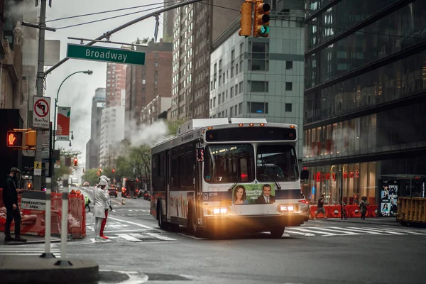 Město New York Manhattan Ulice Silniční Autobus — Stock fotografie