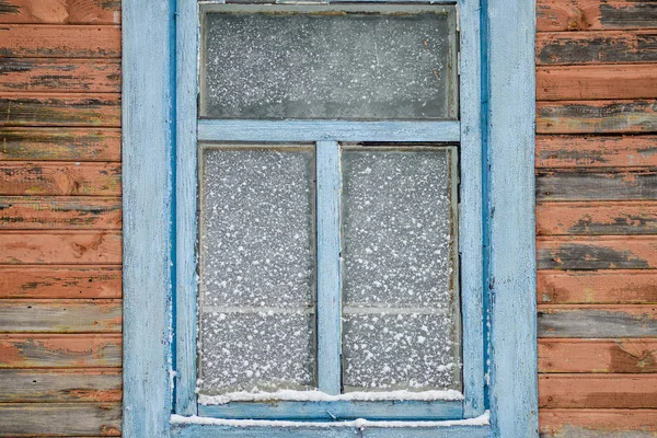 Gefrorene Fenster Alte Mauer — Stockfoto