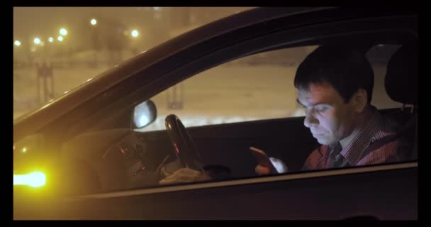 Fahrer Der Nacht Auto — Stockvideo