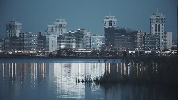 Vista Cidade Noite Minsk Bielorrússia — Vídeo de Stock