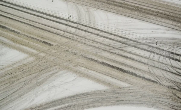 Carretera Nieve Desde Coche — Foto de Stock