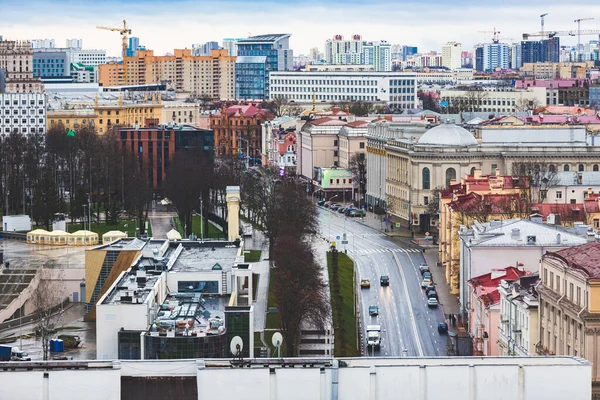 Panorama Kirowa ulica. Mińsk. Białoruś — Zdjęcie stockowe