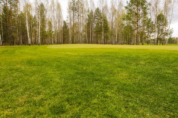 Pole golfowe letnie panoramy i infrastruktura — Zdjęcie stockowe