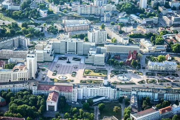Panorama da cidade de Minsk com balão. Minsk. Bielorrússia. - 18.07.2020 — Fotografia de Stock