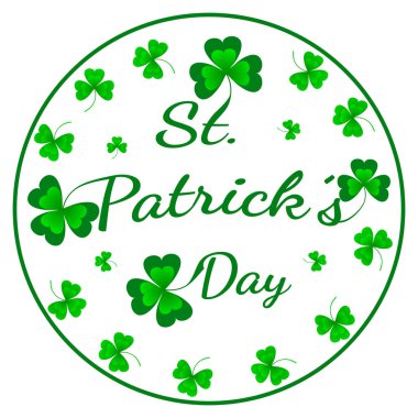 Aziz Patrick günü tebrik kartı. Vektör çizim ile beyaz yonca