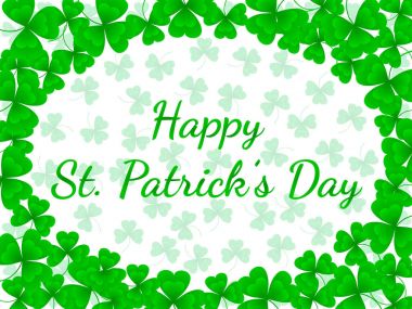 Aziz Patrick günü tebrik. Yonca vektör çizim beyaz arka plan üzerinde bırakır