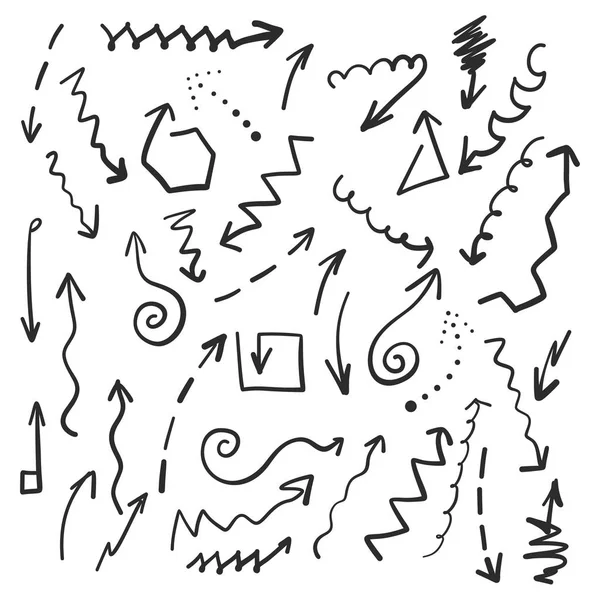 Handgezeichnetes Muster Mit Verschiedenen Pfeilen Vektor Schwarz Weiß Illustration — Stockvektor