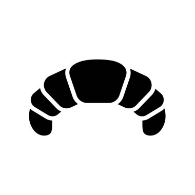 Kruvasan simgesi. Yalıtılmış düz kek yemek sembolü. Vektör tatlı işareti illüstrasyon whit üzerinde