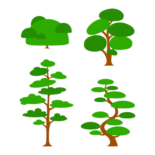 Wektor Płaskie Drzew Białym Tle Ilustracja Logo Design — Wektor stockowy