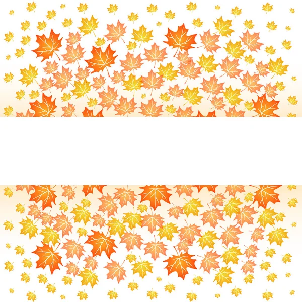 White Paper Stripe Banner Orange Autumn Background Vector Illustration Maple — Stock Vector