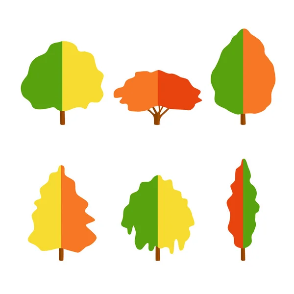 Vector Flat Autumn Trees White Background Logo Design Illustration — Stock Vector