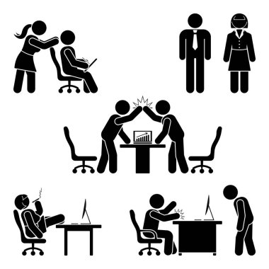 Sopa rakam office seti teşkil etmektedir. İş Finans çalışma alanı'na destek. Otururken, konuşurken, Toplantı, eğitim, vektör piktogram tartışırken çalışma, 
