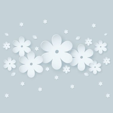 Kağıt çiçek arka plan. Vektör çizim ışık gri mavi