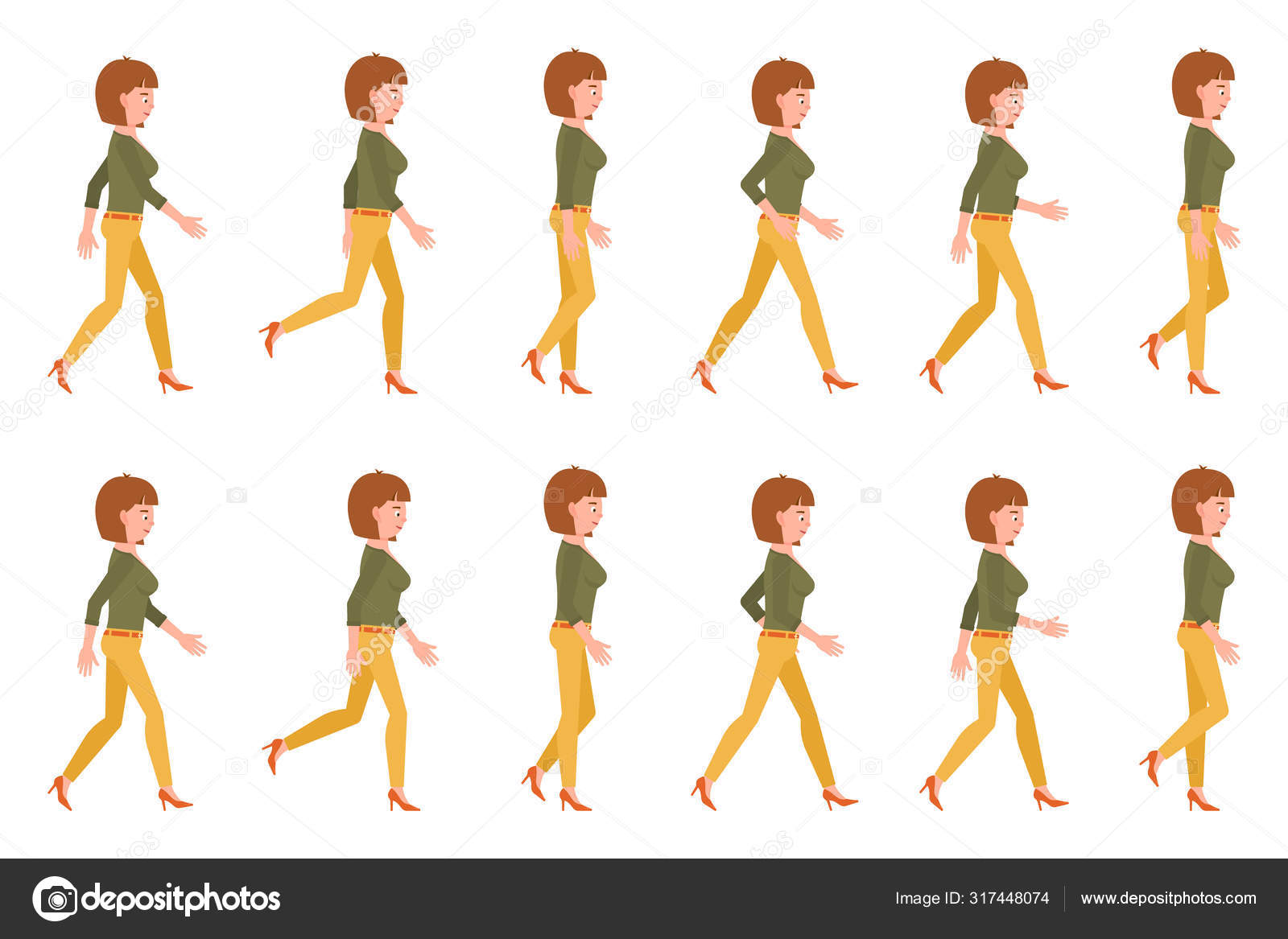 Young Adult Woman Yellow Pants Walking Sequence Poses Vector Illustration Stock Vector Image by ©cherstva #317448074 Young Adult Woman Yellow Pants Walking Sequence Poses Vector Illustration Stock Vector Image by ©cherstva #317448074