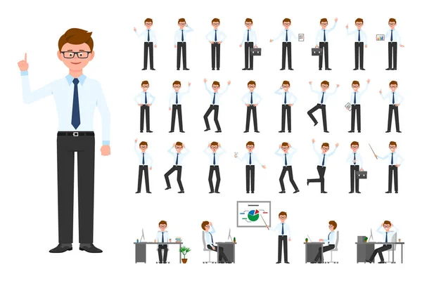 Cartoon Character Office Business Man Vector Illustration Flat Style Design — Stock Vector