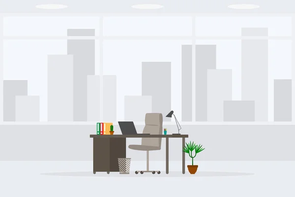Design Modern Empty Office Working Place Side View Vector Illustration — Stockvektor