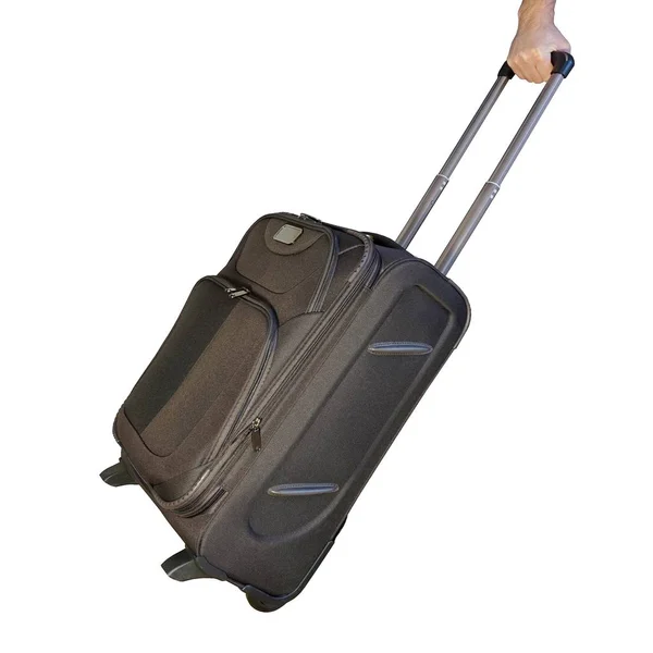 Brown suitcase with long handle — Stock Photo, Image