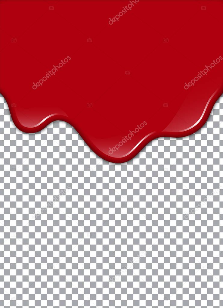 Vector Bloody background. Strawberry syrup or ketchup on transparent Background