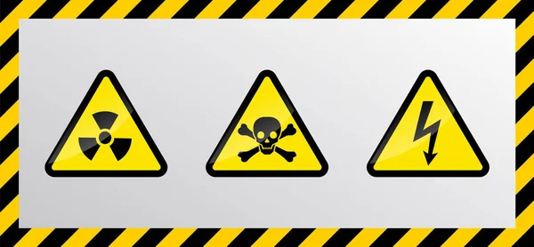 Caution Danger Sign Hazard Warning Signs — Stock Vector