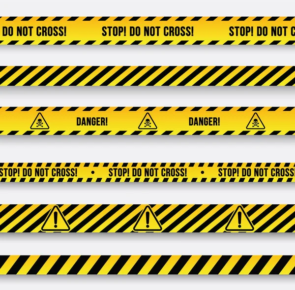 Gevaar Politie Lijn Gele Waarschuwing Tape Vectorillustratie — Stockvector