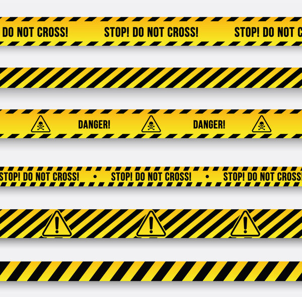 Danger and police line. Yellow Warning Tape. Vector illustration.