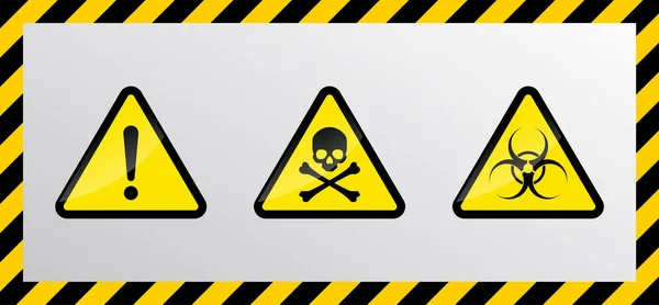 Προσοχή Κίνδυνος Σημάδι Σήματα Προειδοποίησης Κινδύνου — Διανυσματικό Αρχείο