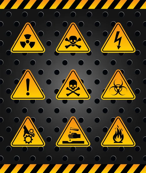 Caution Danger Sign Hazard Warning Signs — Stock Vector