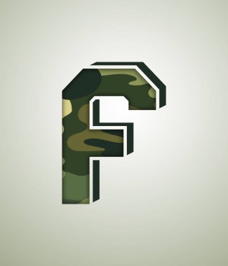 Camo karakter kümesi, detaylı vektör yazı tipi