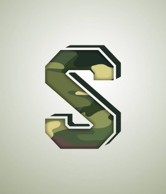 Camo karakter kümesi, detaylı vektör yazı tipi