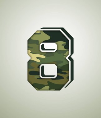 Camo karakter kümesi, detaylı vektör yazı tipi