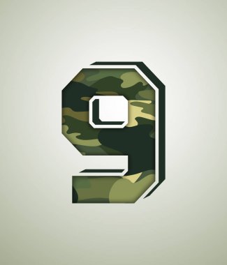 Camo karakter kümesi, detaylı vektör yazı tipi