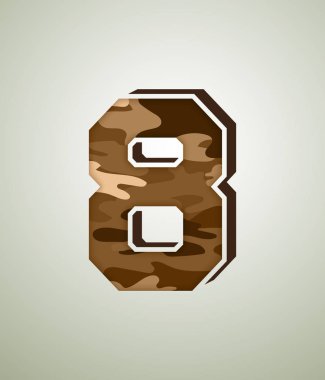 Camo karakter kümesi, detaylı vektör yazı tipi