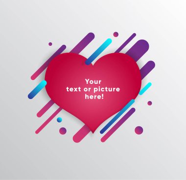 Kağıt kartlı vektör arkaplan ve soyut renkli şekiller. Modern malzeme tasarım tarzında modaya uygun neon çizgiler ve daireler..